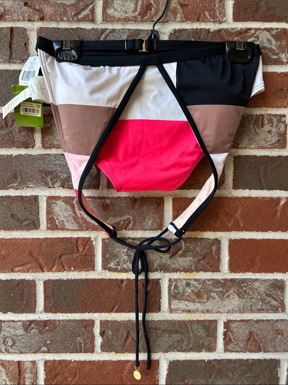 kate spade Colorblock Tie Bikini Bottoms in Hot Pink, Black, Brown & Light Pink